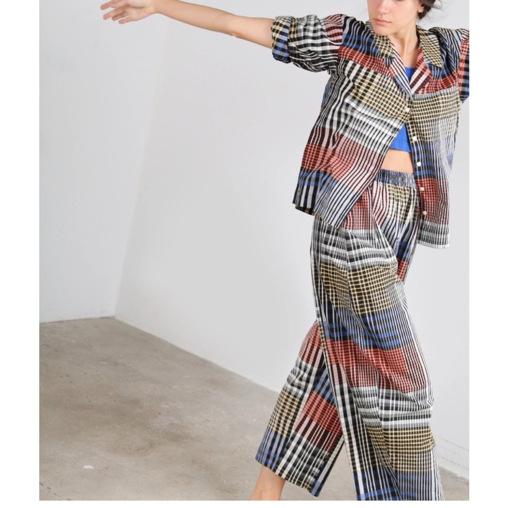 Ilana Kohn Plaid Patchwork Button Front Shirt Xs … - image 2